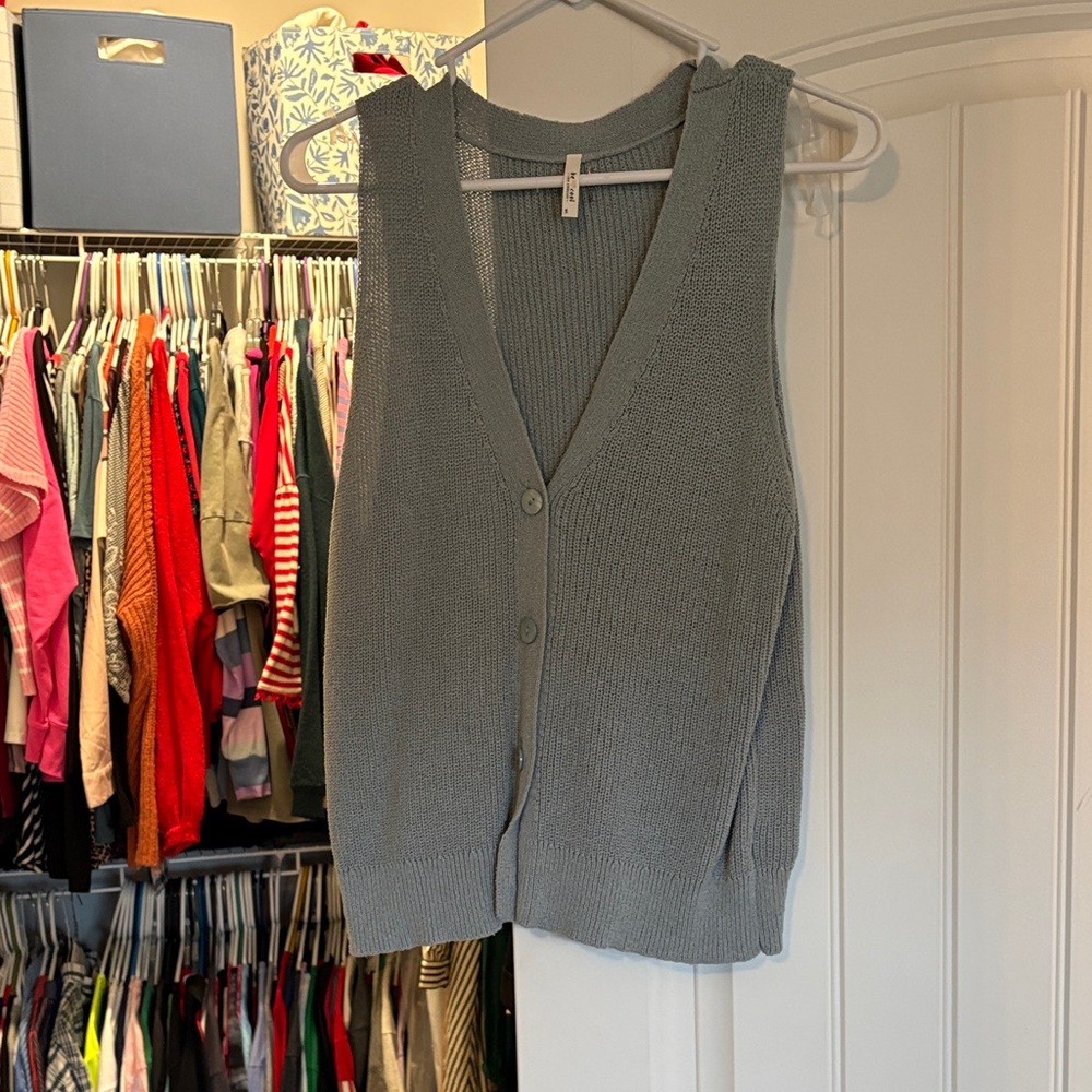 Blue Button-Up Knit Vest